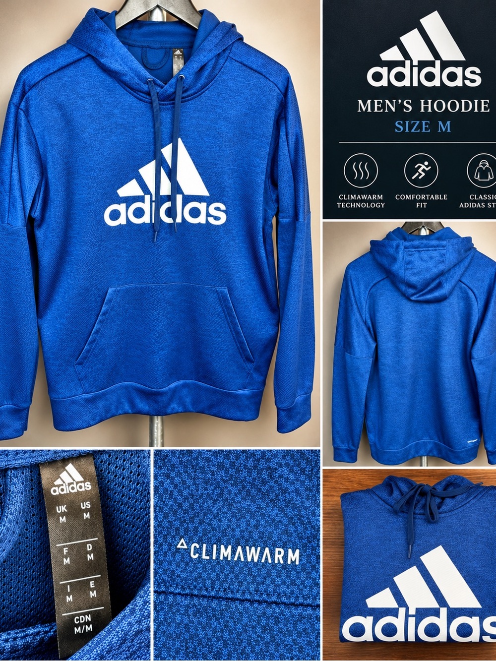 adidas Men’s Royal Blue ClimaWarm Pullover Hoodie